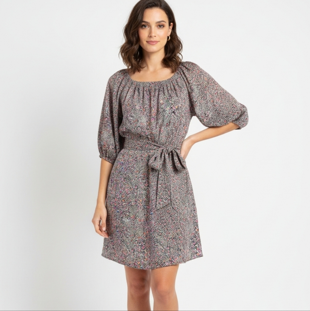 Lilly Pulitzer | Sandpiper Peacock Print Colorful Silk Dress Size 6 Lined Belted